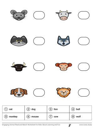 Engaging Animal Read and Match Worksheet for Kids: Boost Learning and Fun