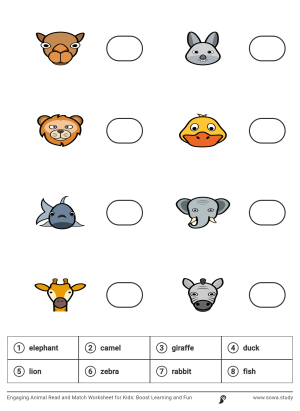 Engaging Animal Read and Match Worksheet for Kids: Boost Learning and Fun