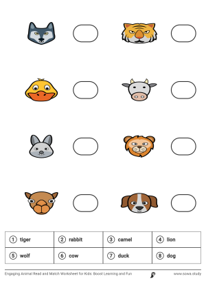 Engaging Animal Read and Match Worksheet for Kids: Boost Learning and Fun