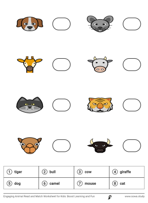 Engaging Animal Read and Match Worksheet for Kids: Boost Learning and Fun