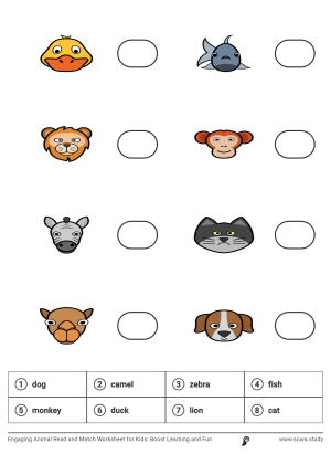 Engaging Animal Read and Match Worksheet for Kids: Boost Learning and Fun