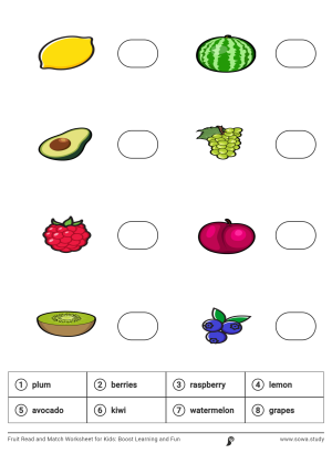 Fruit Read and Match Worksheet for Kids: Boost Learning and Fun