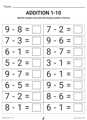 Subtraction 1-10